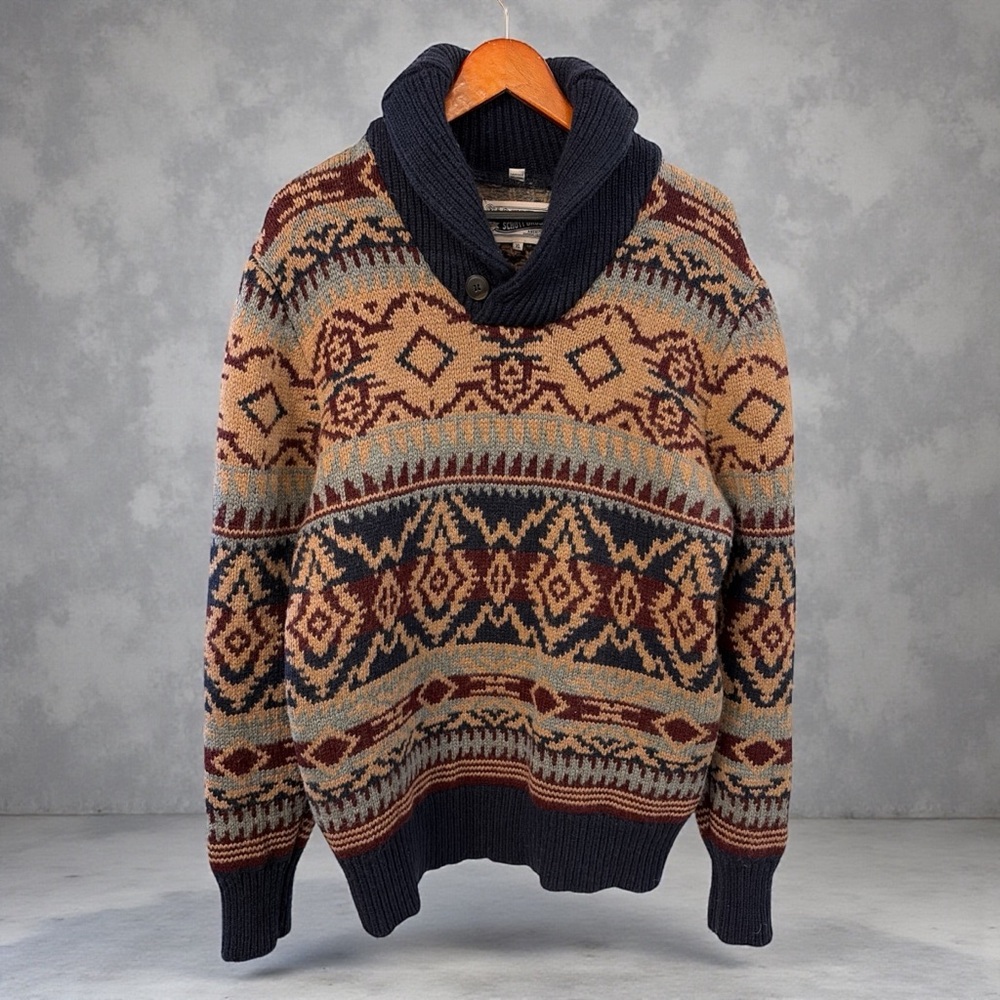 Men's Patterned Shawl Collar Sweater